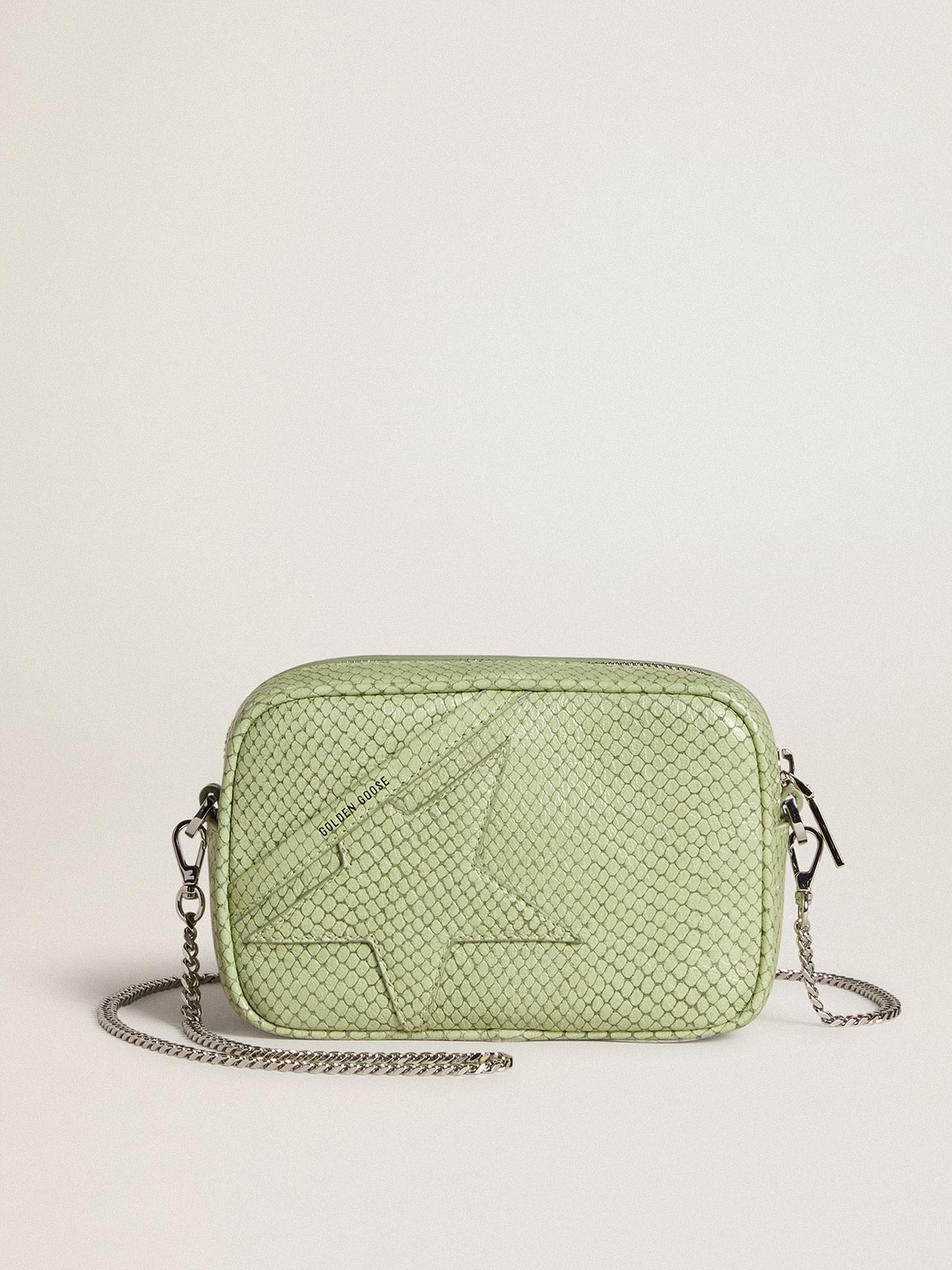 Golden Goose - Mini Star Bag en cuir à imprimé python vert clair in 