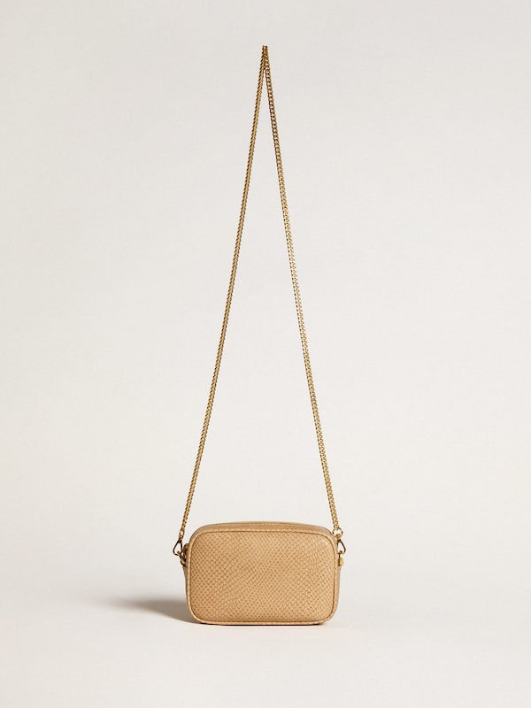Golden Goose - Mini Star Bag de couro com estampa de píton bege in 