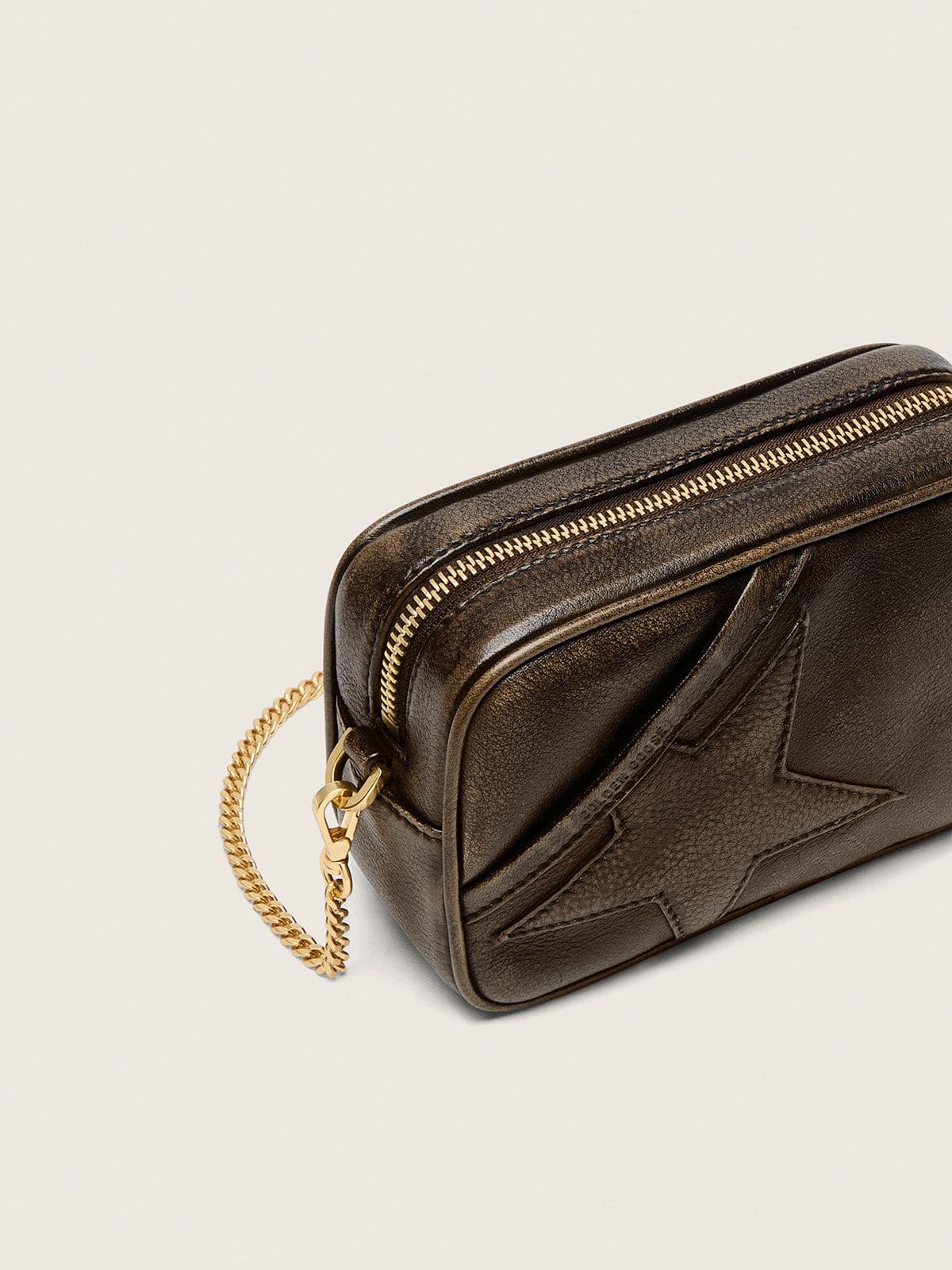 Golden Goose - Star Bag ミニ ユーズド調レザー（ダークブラウン） トーン・オン・トーンスター in 