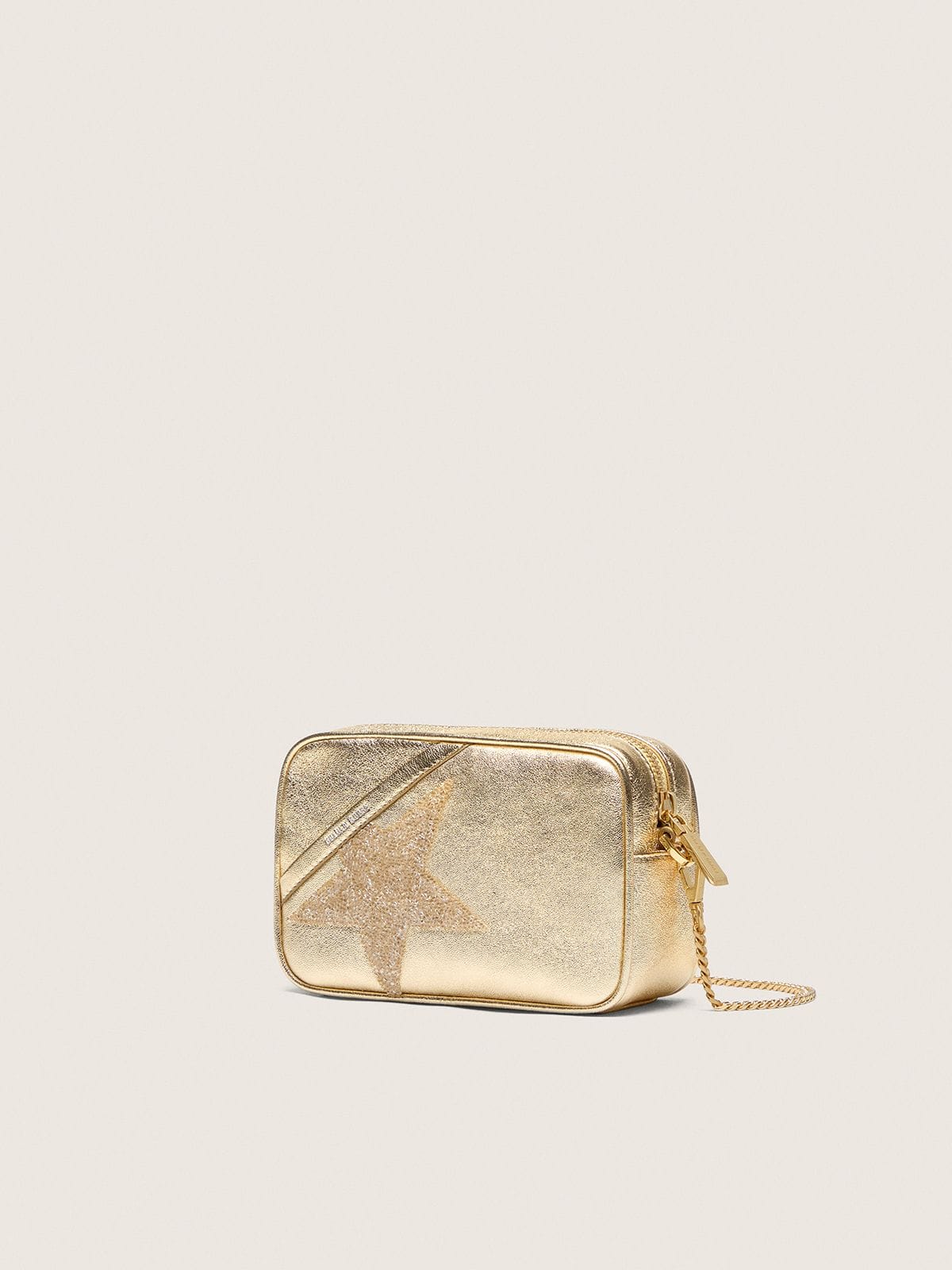 Mini Star Bag in pelle color platino con stella in swarovski