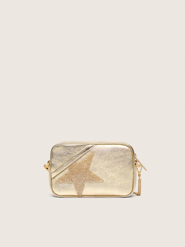 Golden Goose - Mini Star Bag in platinum-colored leather with Swarovski star in 