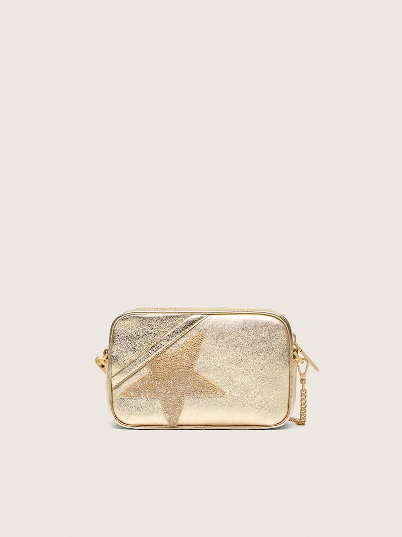 Mini Star Bag in pelle color platino con stella in swarovski