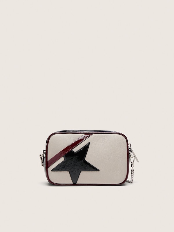 Golden Goose - Mini Star Bag in pelle  bianco burro con stella nera e dettagli bordeaux e blu scuro in 