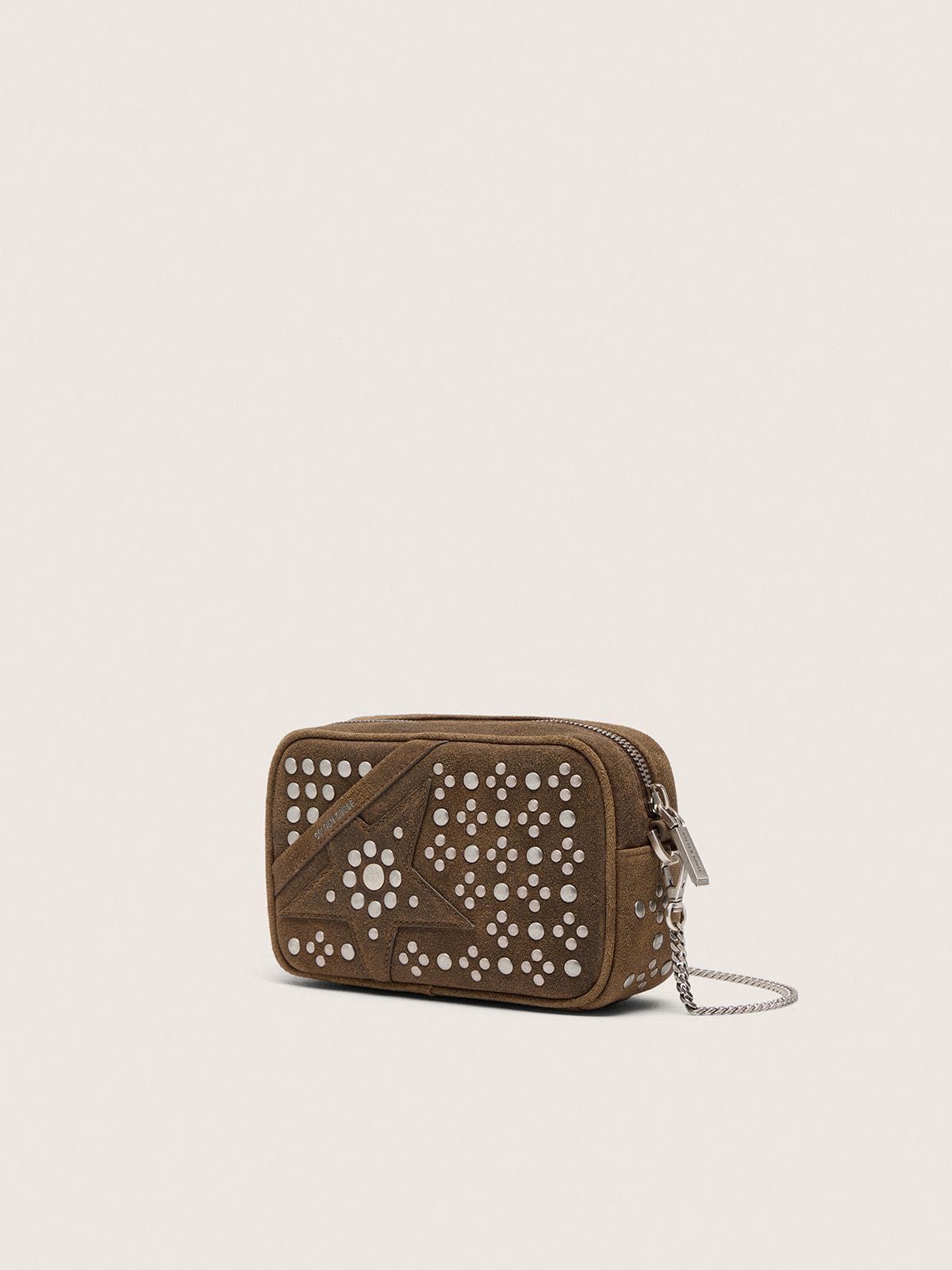 Armeegr&uuml;ne Mini Star Bag aus Rauleder mit abgestimmtem Stern und Nieten