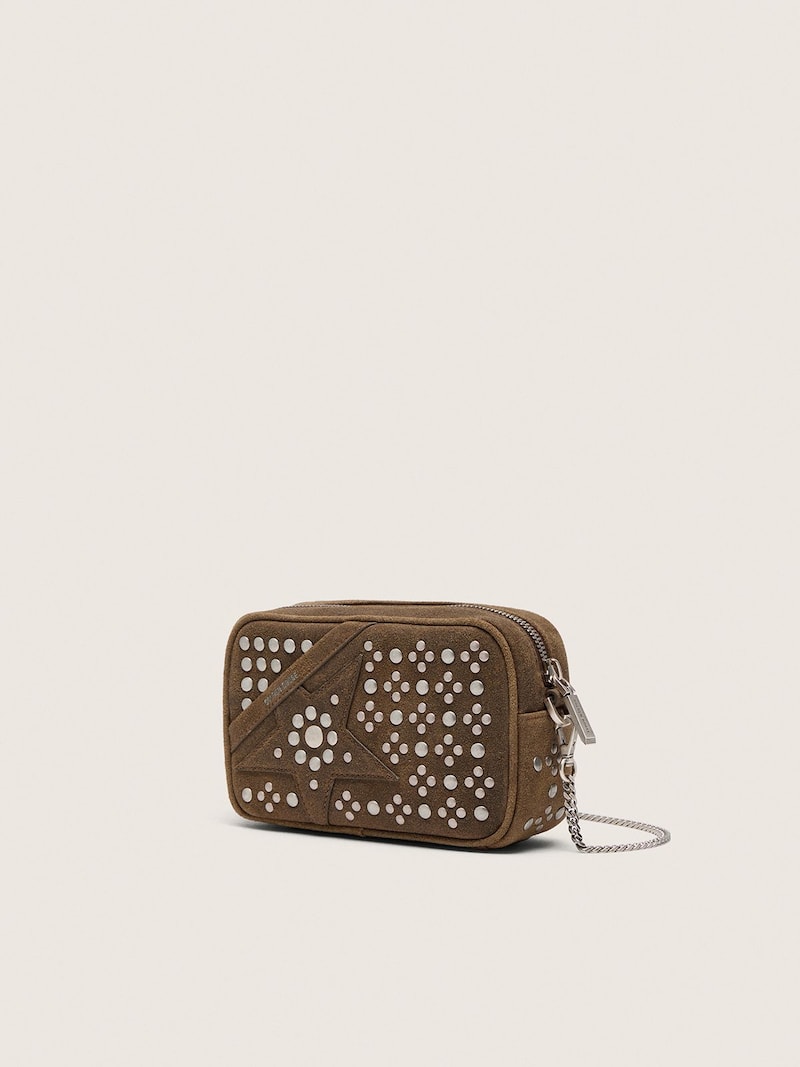 Golden Goose - Mini Star Bag de ante verde militar con estrella tono sobre tono y tachas aplicadas in 