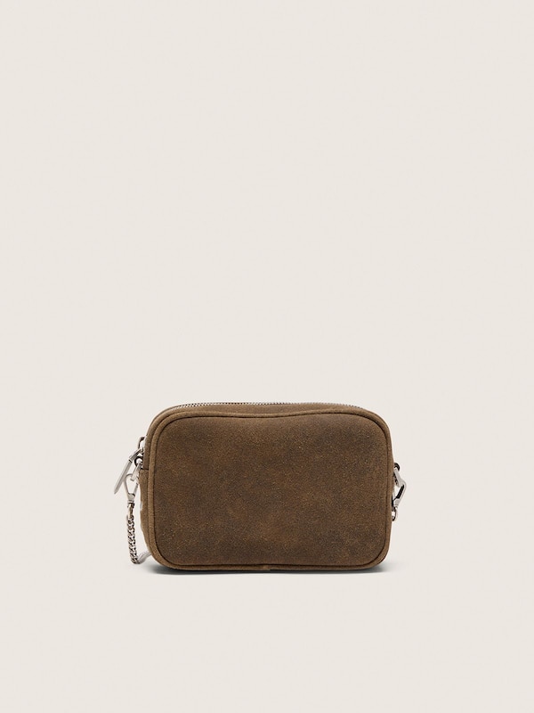 Mini Star Bag in pelle scamosciata verde militare con stella ton sur ton e borchie applicate