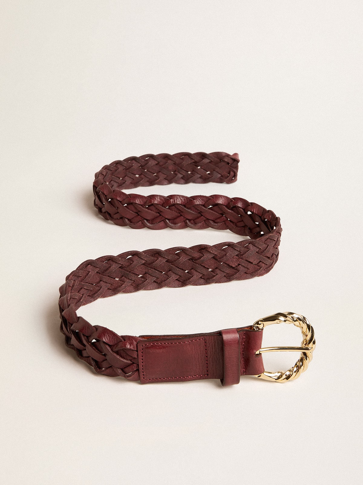 Golden Goose - Women’s burgundy woven leather belt in 