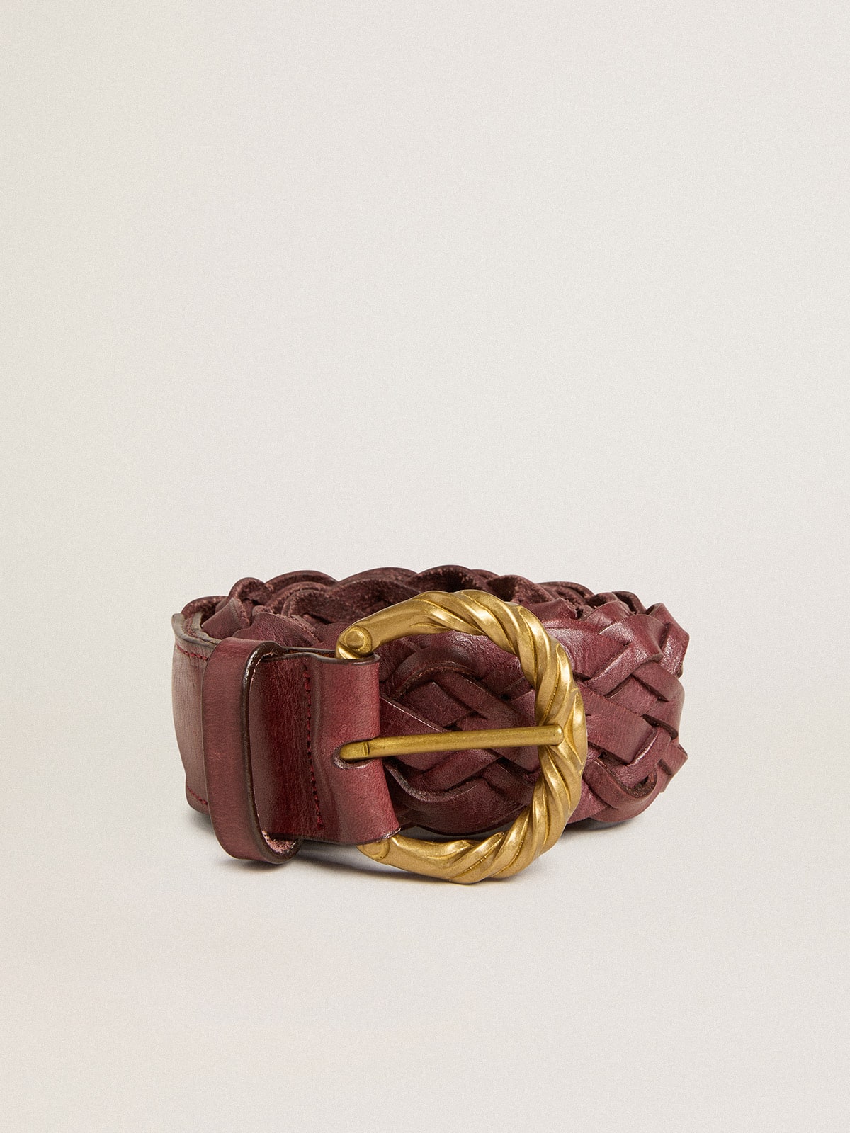 Golden Goose - Women’s burgundy woven leather belt in 