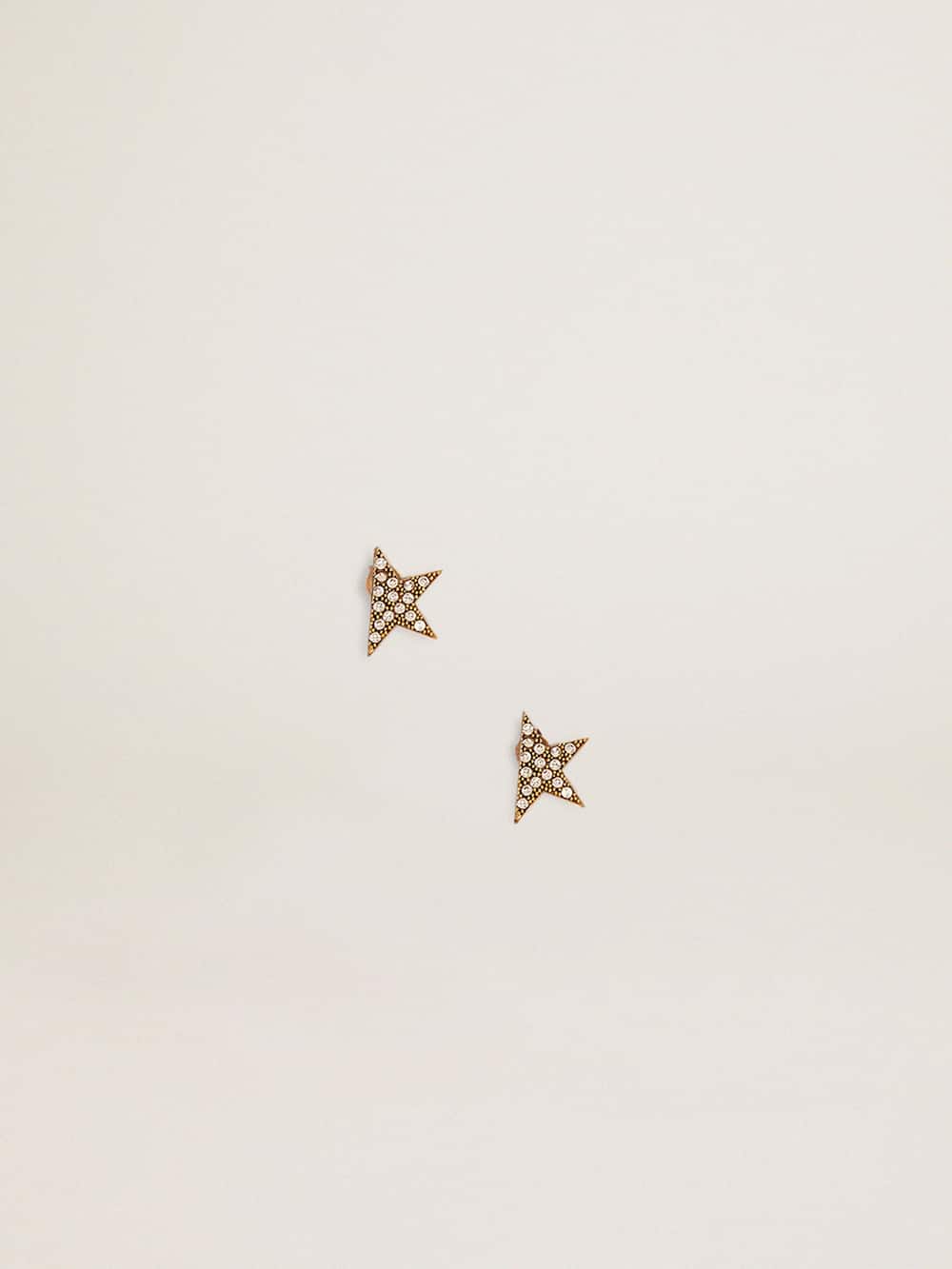 Golden Goose - Women's stud earrings in antique gold color with crystals in 