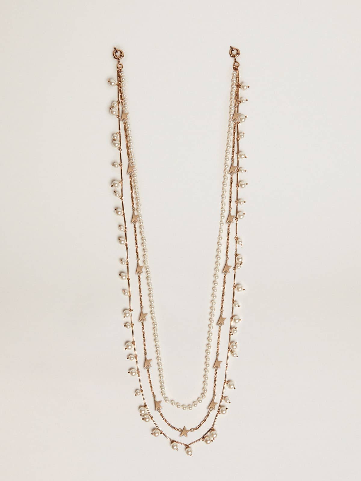 Golden Goose - Women's necklace with three antique gold-colored heritage chains in 