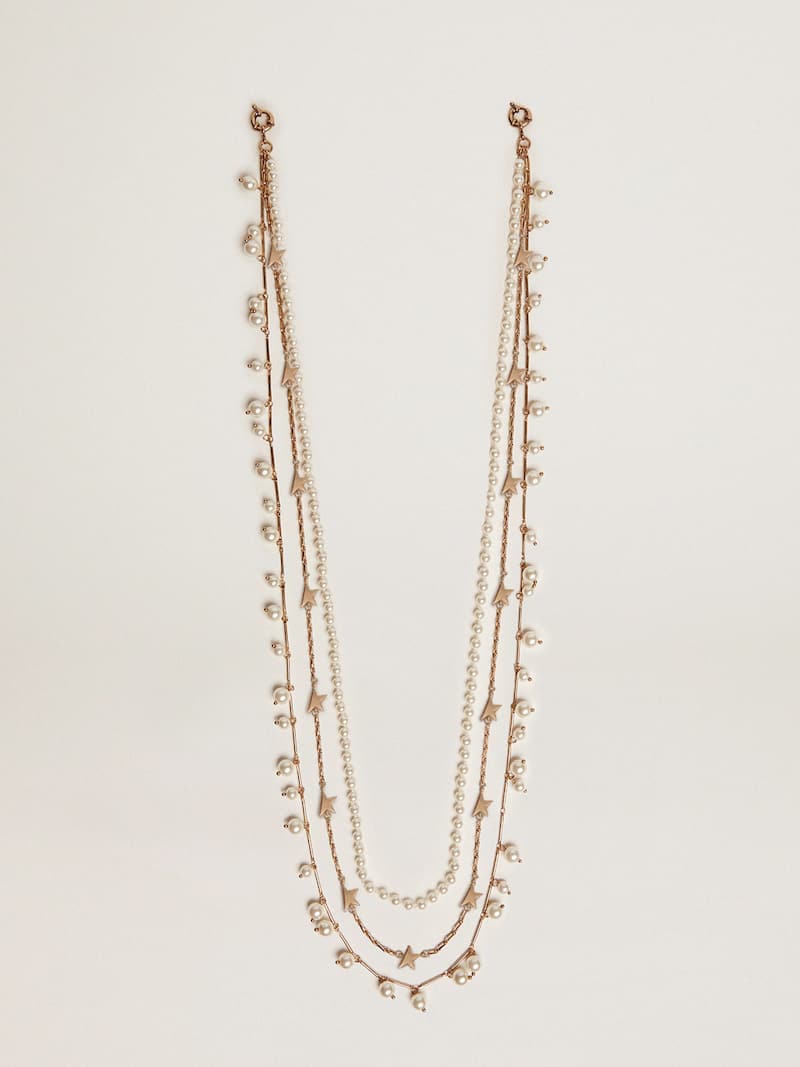 Collar con tres cadenas heritage color oro viejo para mujer