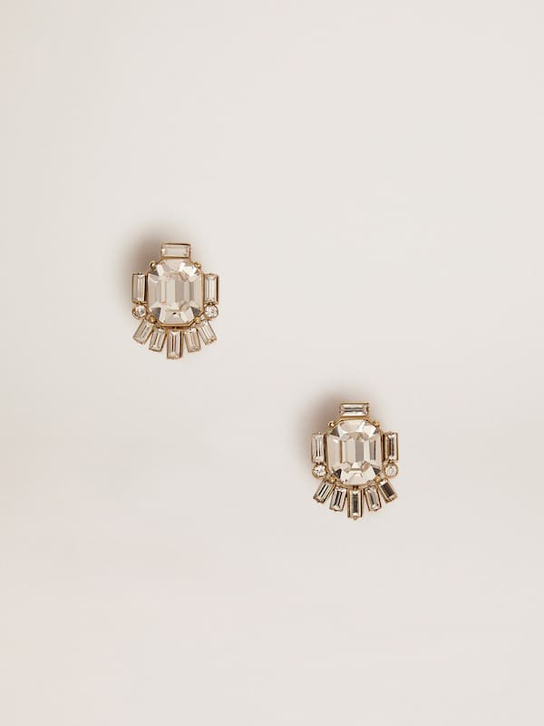 Golden Goose - Women's Déco stud earrings in antique gold color with crystals in 