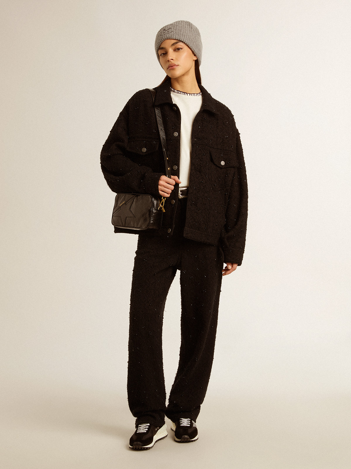 Golden Goose - Star Bag in glossy black leather with tone-on-tone star in