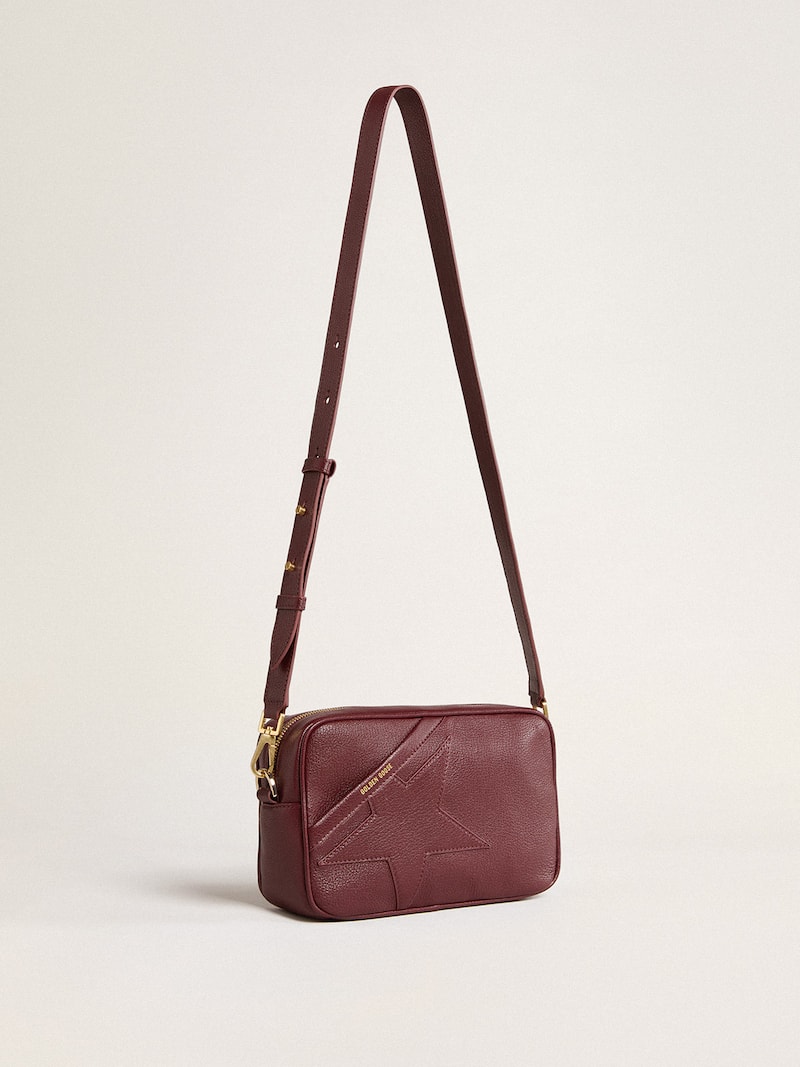 Golden Goose - Star Bag en cuir vin rouge avec &eacute;toile ton sur ton in 