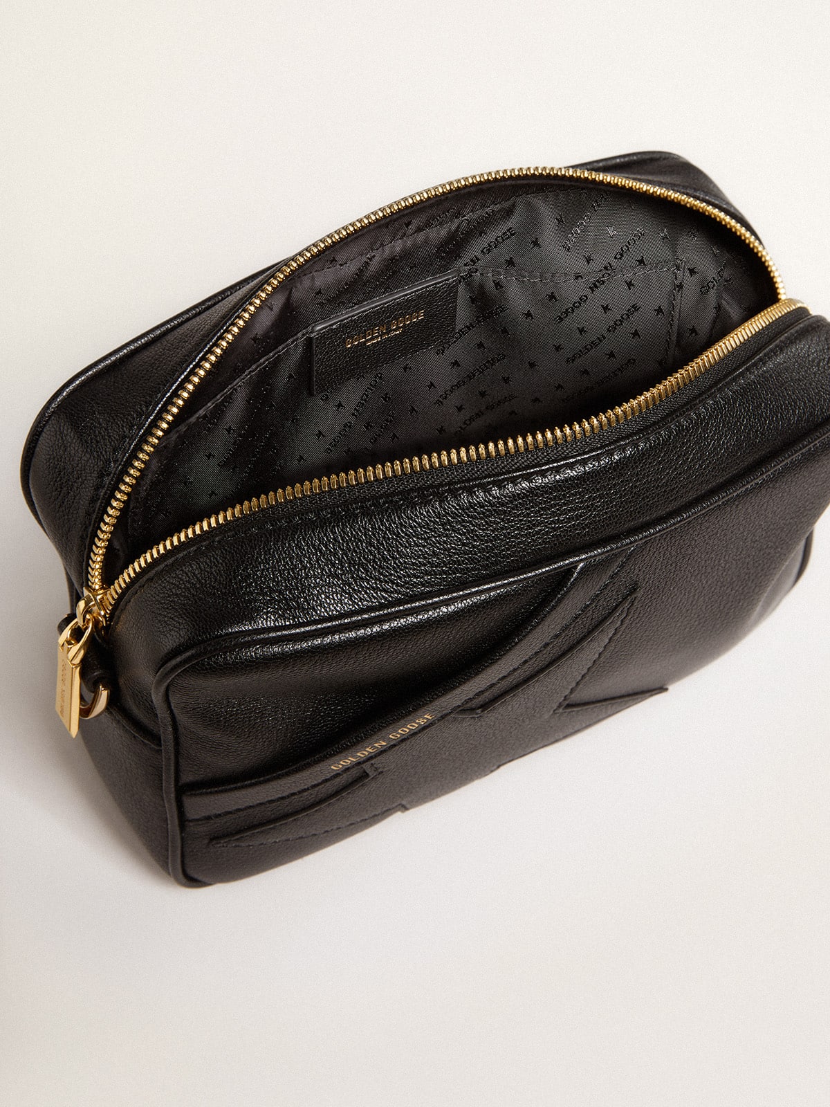 Golden Goose - Star Bag in black leather with tone-on-tone star in 