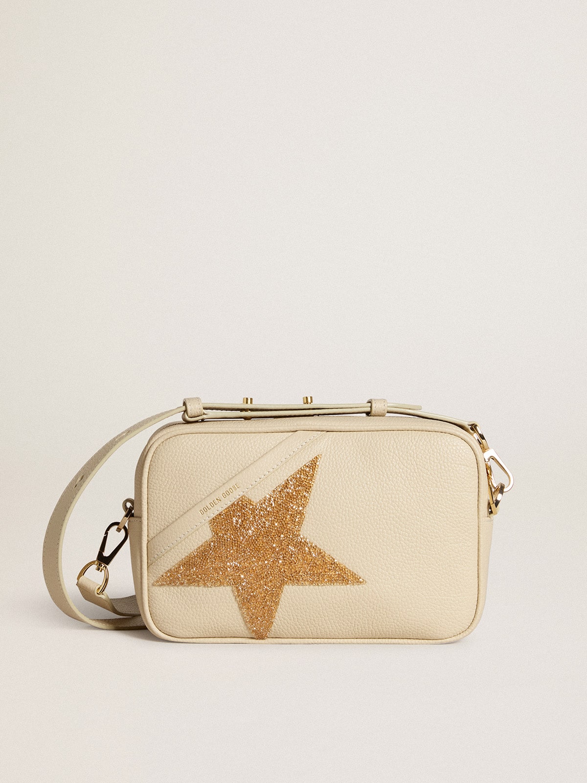 Star Bag in butter colored hammered leather with Swarovski crystal star Golden Goose