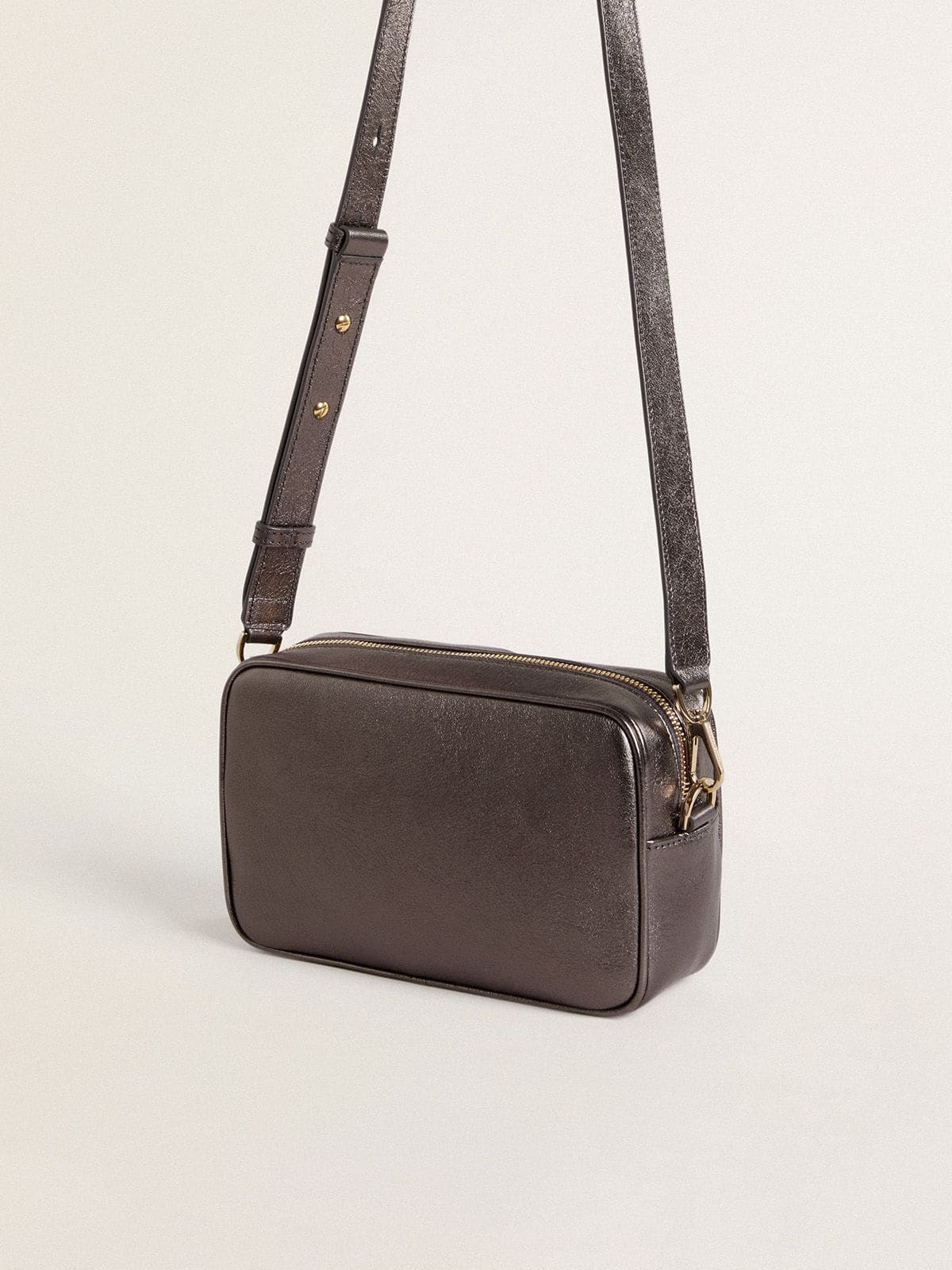 Golden Goose - Star Bag in gray metallic leather with Swarovski crystal star in 