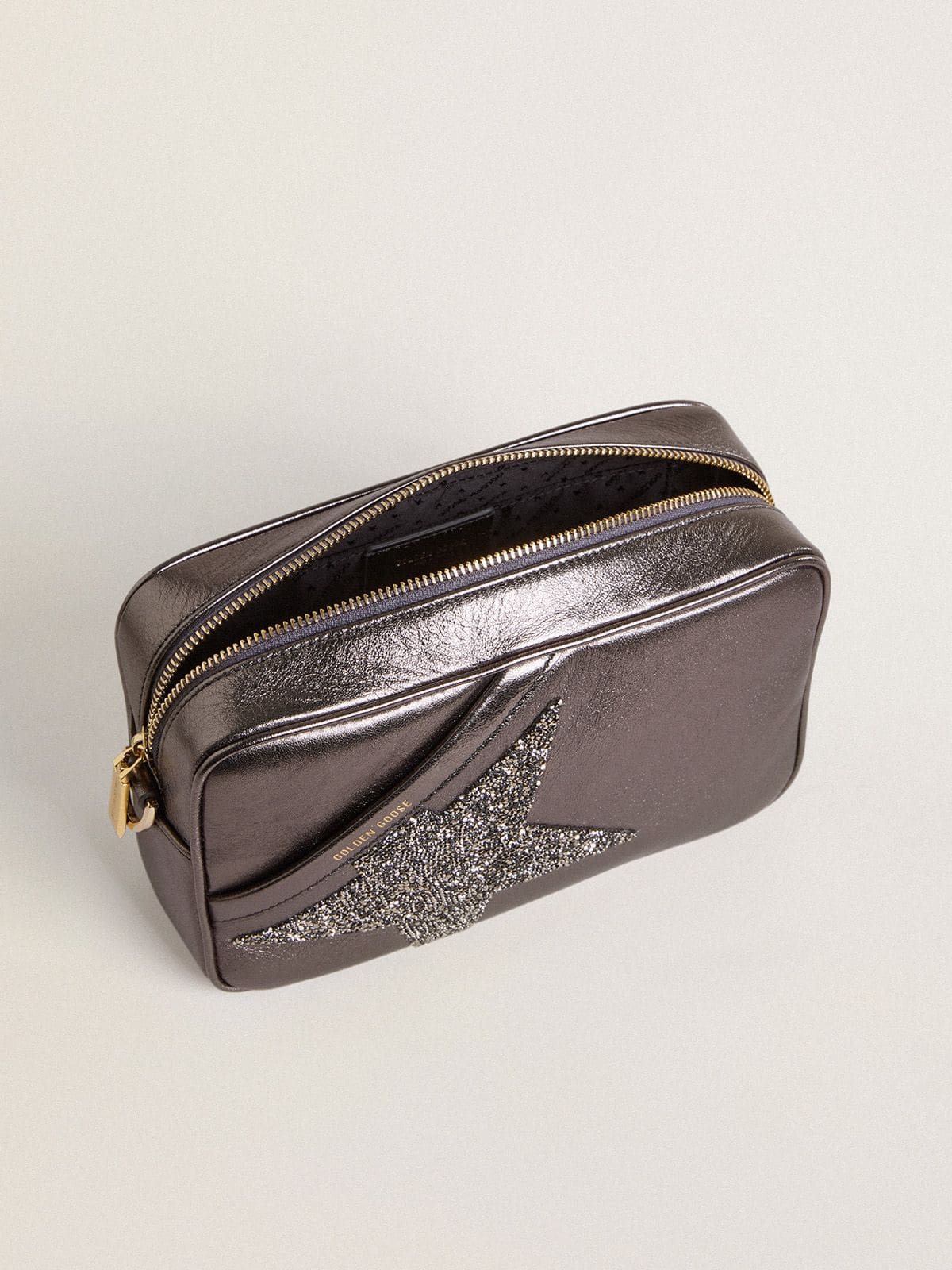 Golden Goose - Star Bag in gray metallic leather with Swarovski crystal star in 