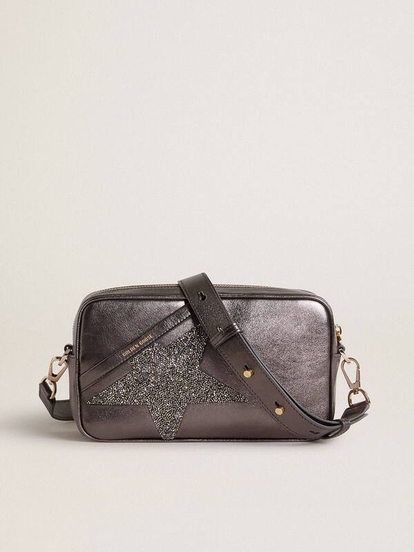 Golden Goose - Star Bag in gray metallic leather with Swarovski crystal star in 