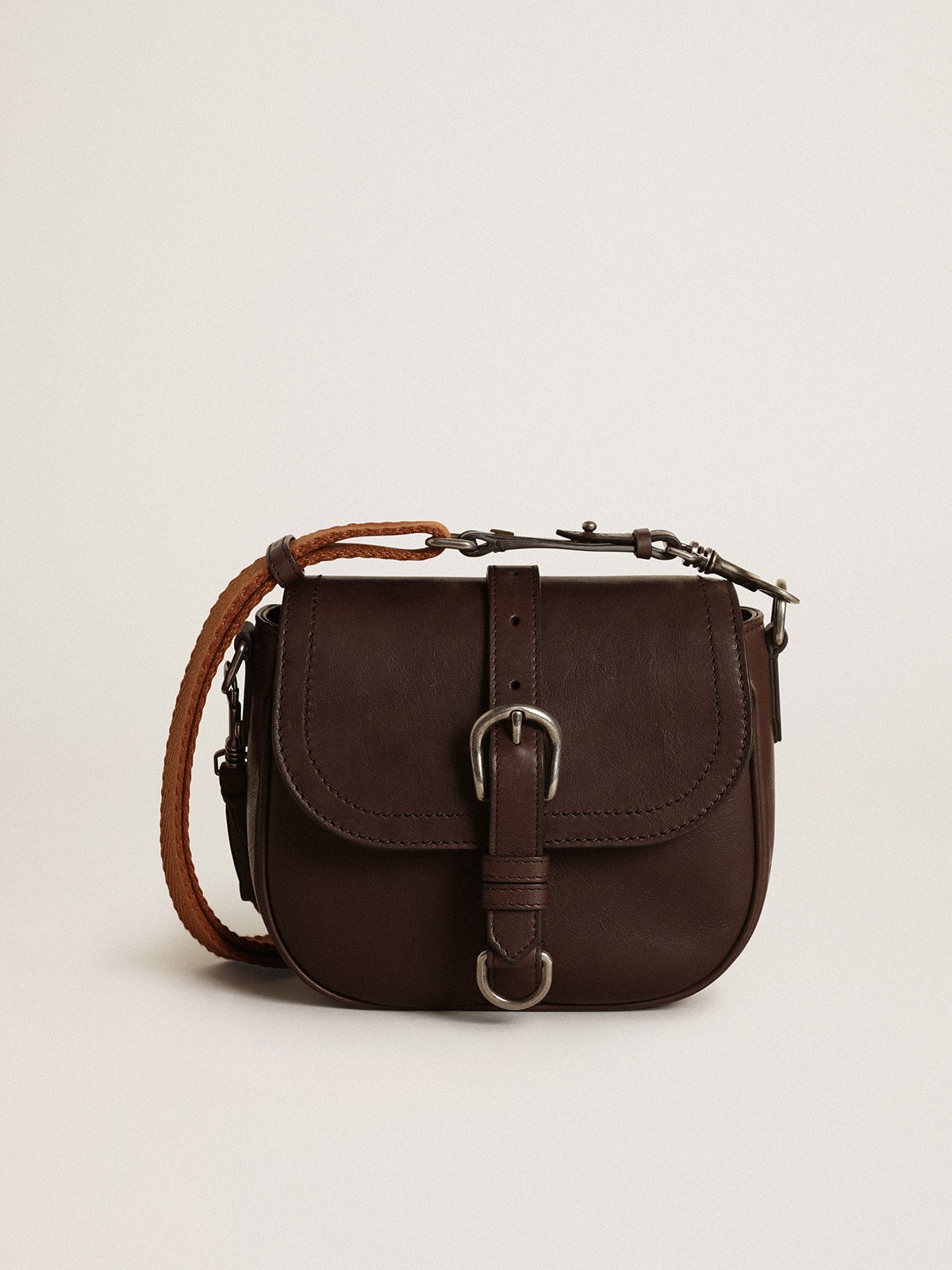 Women s Francis Bag small in dark brown leather Golden Goose