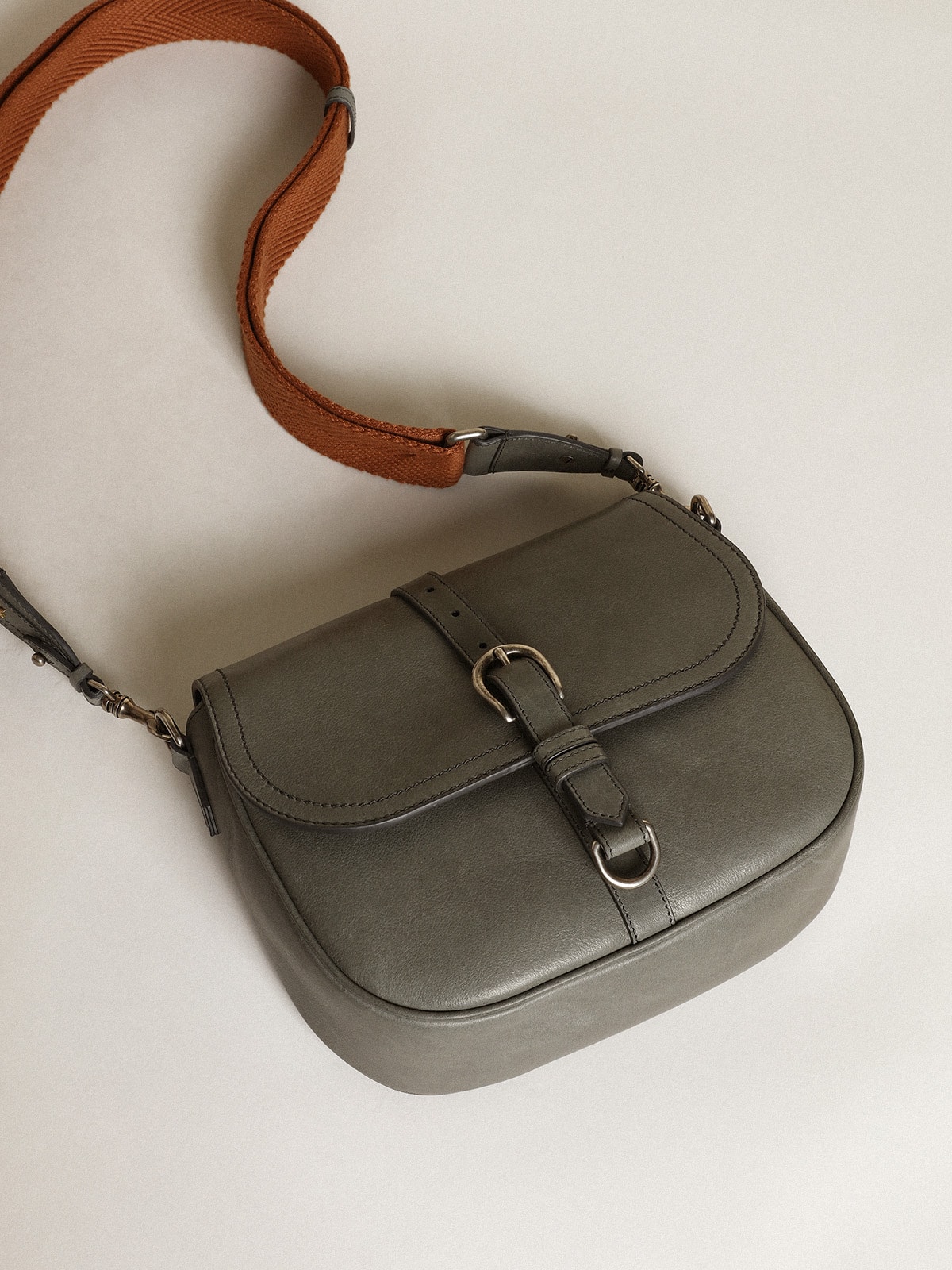 Golden Goose - Francis Bag mediano de piel gris piedra in 