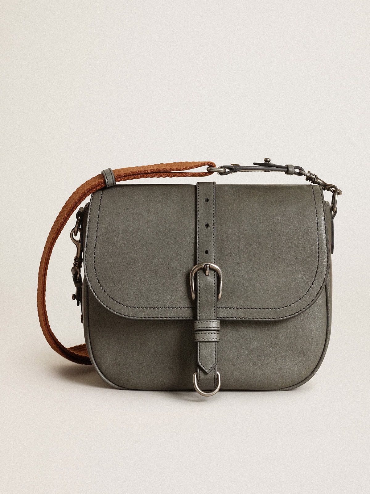 Golden Goose - Francis Bag mediano de piel gris piedra in 