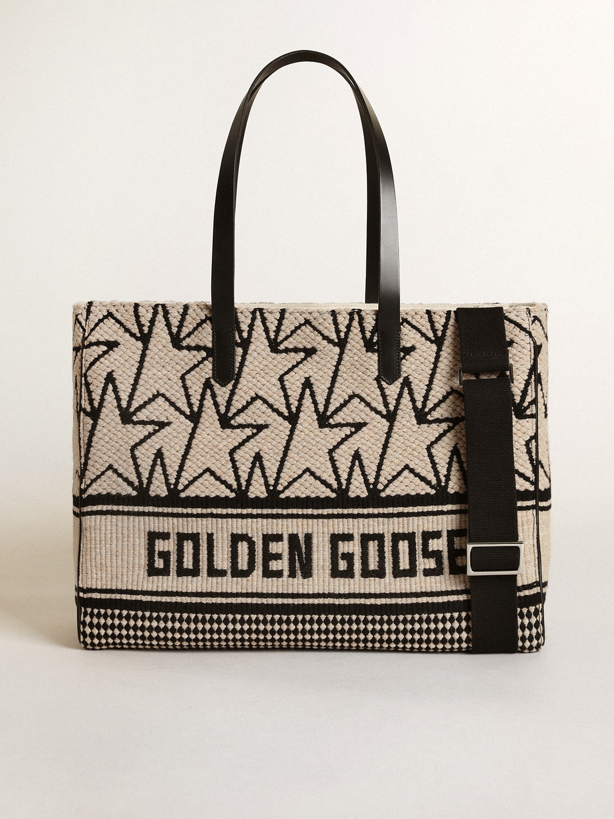 Golden Goose - Women's California Bag East-West in milk-white jacquard wool in 