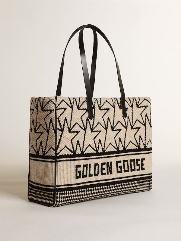 Golden Goose - Bolsa California feminina East-West de jacquard de lã branco-leite in 