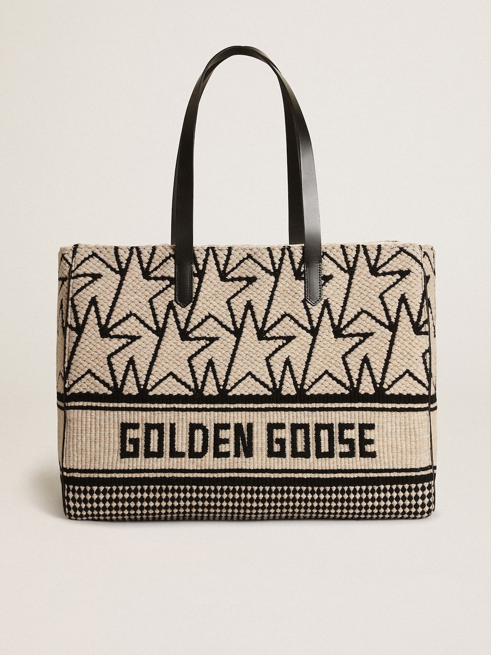 Golden Goose - California Bag East-West aus milchweißem Wolljacquard in 