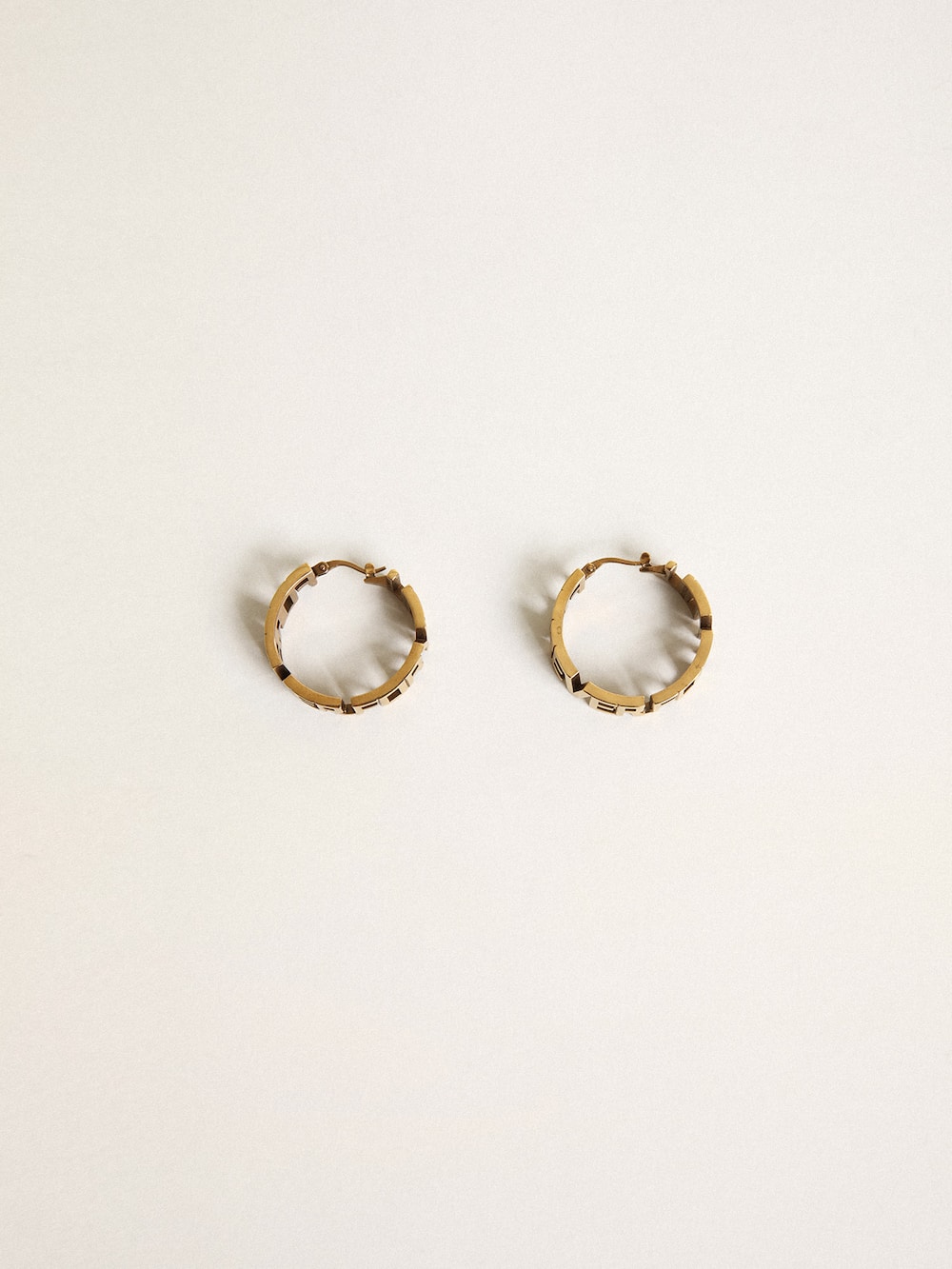 Golden Goose - Hoop earrings in antique gold color with Forever For You lettering in 