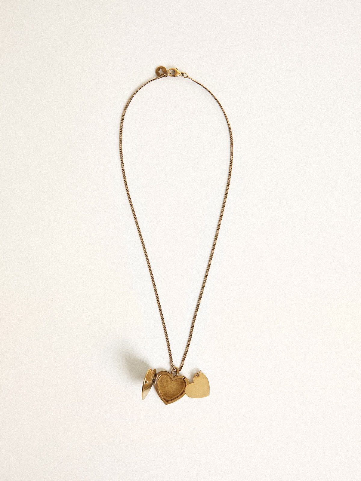 Golden Goose - Necklace in antique gold color with heart charms in 