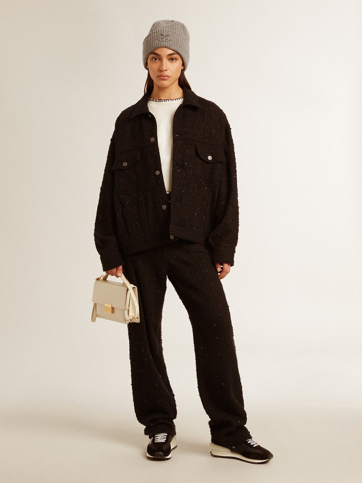 トートバッグ Golden Goose SS25 Handbags (GWA00467 A00056511732) Venezia Bag in butter-colored boarded leather with gold details