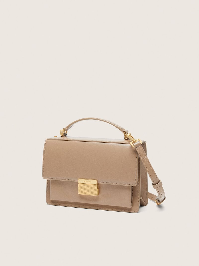 Golden Goose - Venezia Bag in beige boarded leather with gold details in 