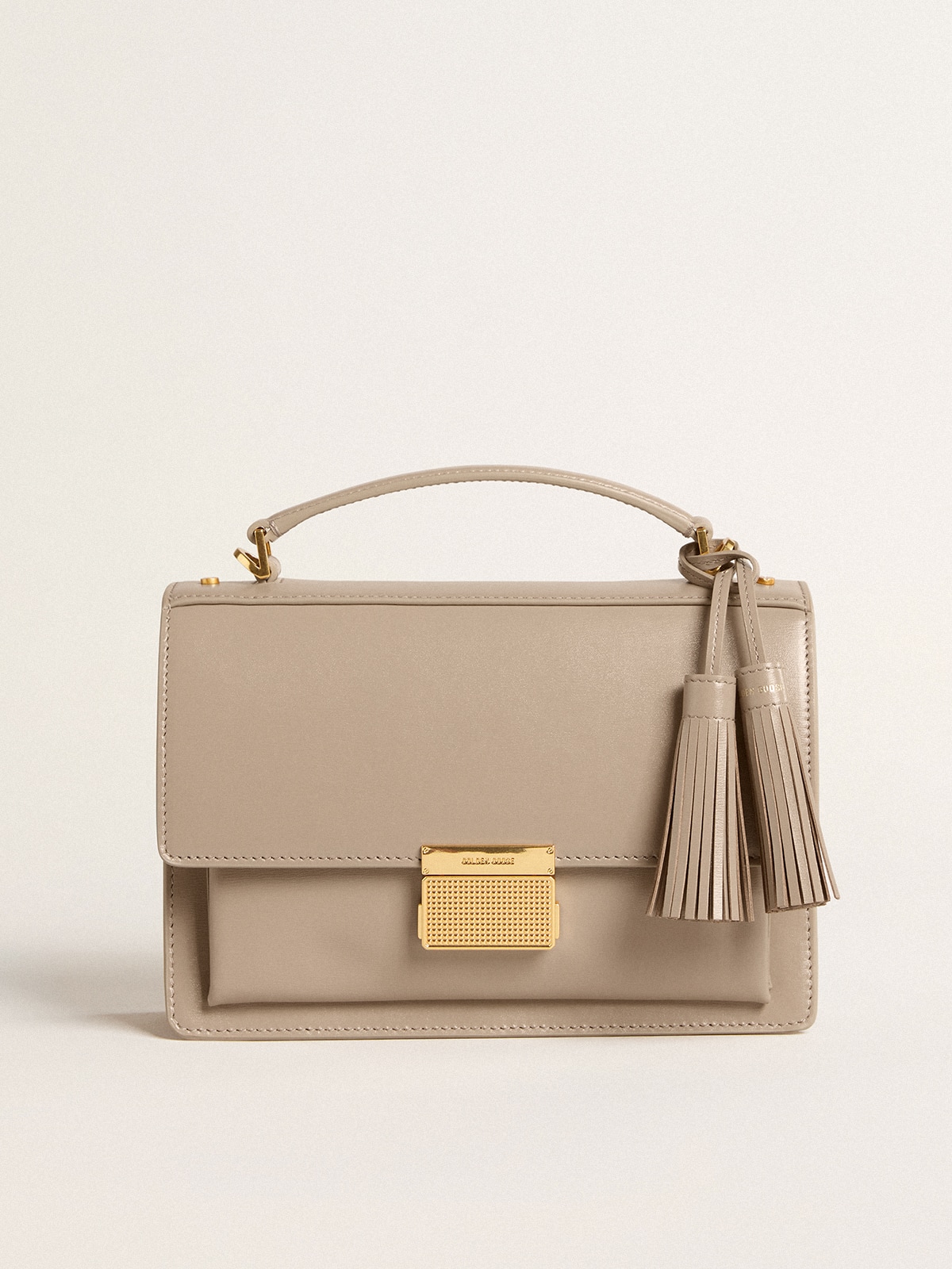 Golden Goose - Venezia Bag in beige boarded leather with gold details in 