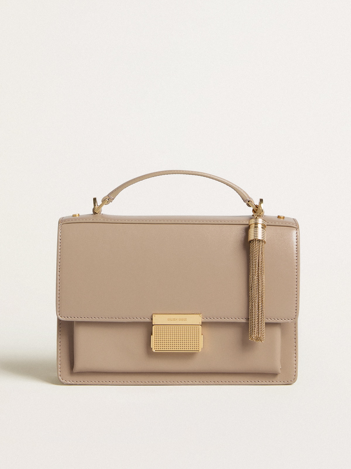 Golden Goose - Venezia Bag in beige boarded leather with gold details in 