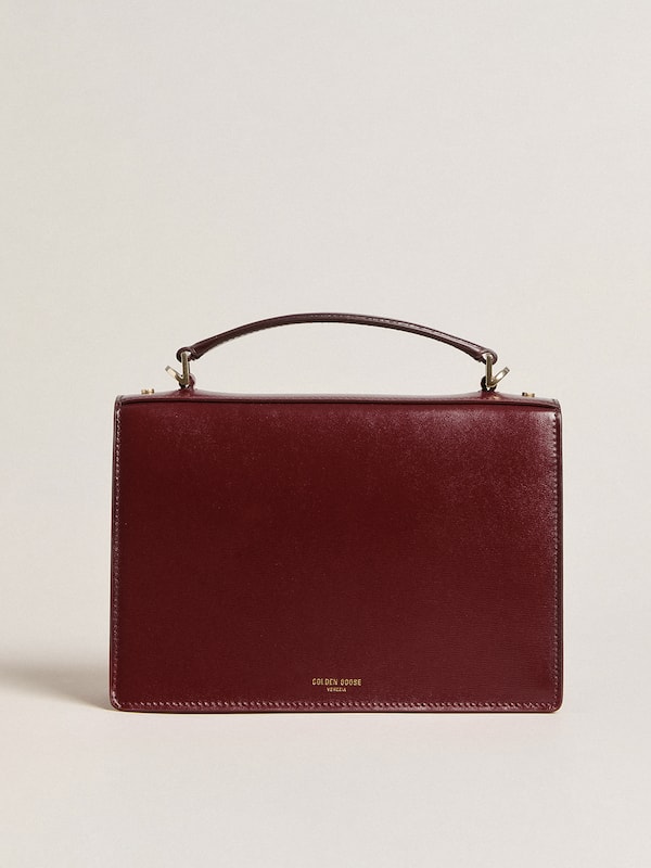 Golden Goose - Venezia Bag in burgundy boarded leather with gold details in 