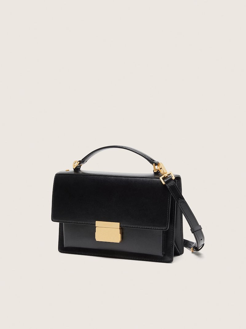 Golden Goose - Venezia Bag in black boarded leather with gold details in 