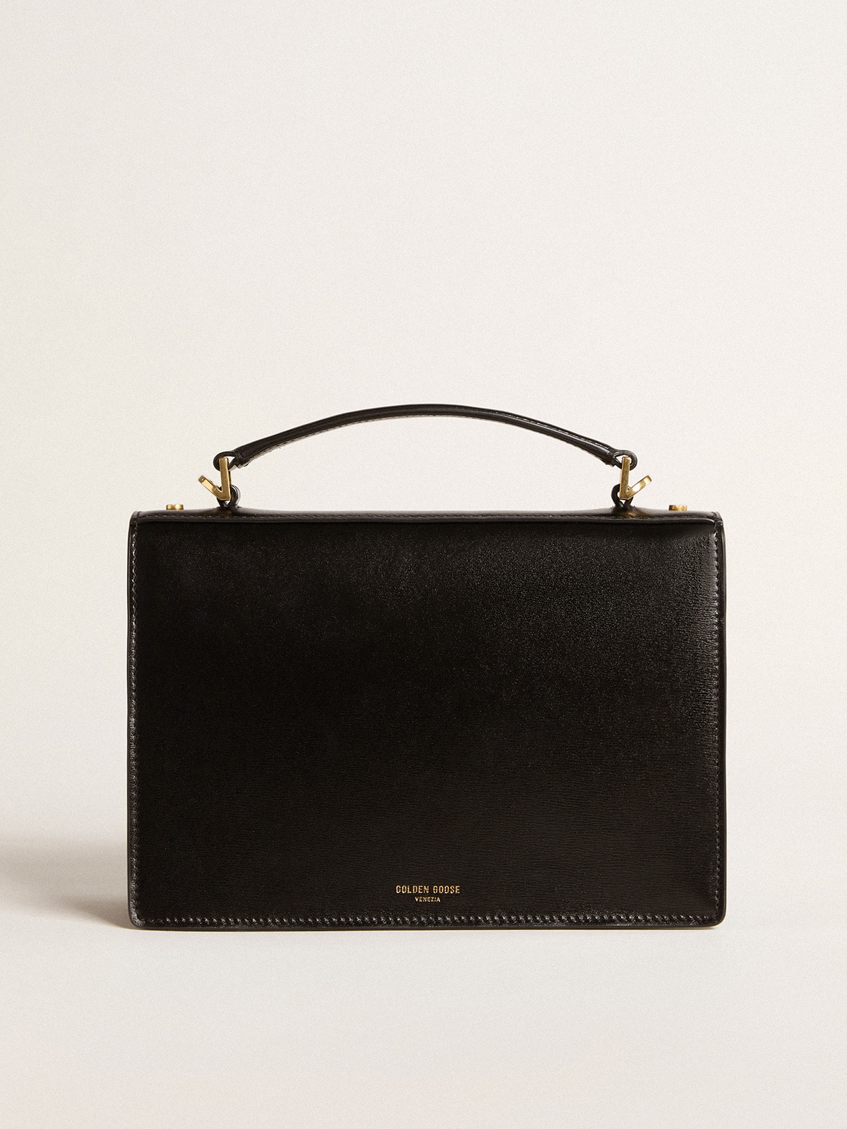 Golden Goose - Venezia Bag in black boarded leather with gold details in 