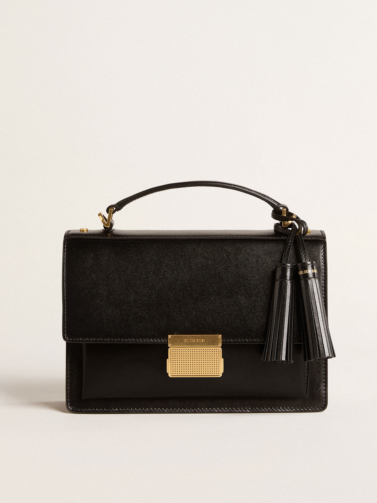 Golden Goose - Venezia Bag in black boarded leather with gold details in 