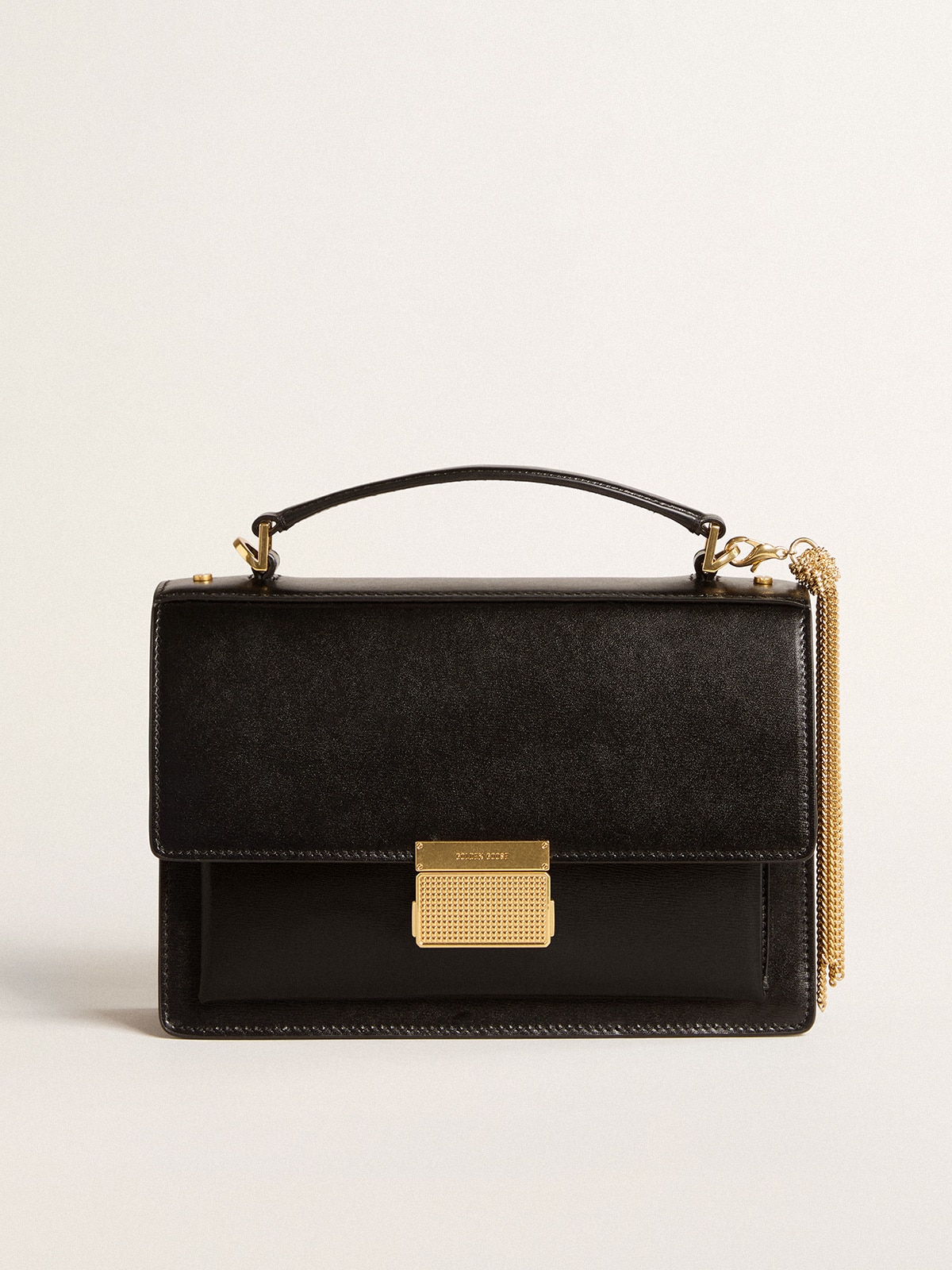 Golden Goose - Venezia Bag in black boarded leather with gold details in 