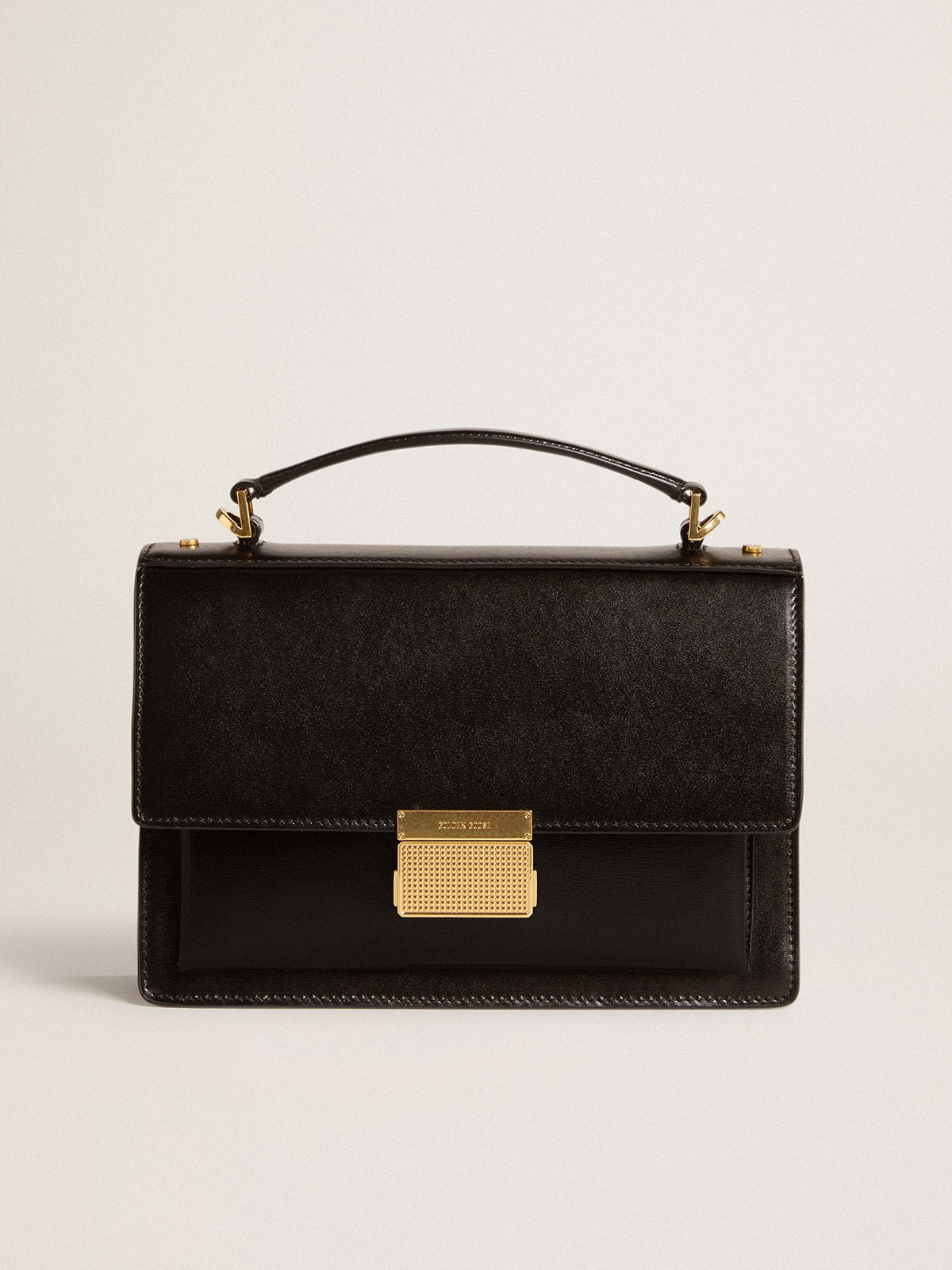 Golden Goose - Venezia Bag in black boarded leather with gold details in 