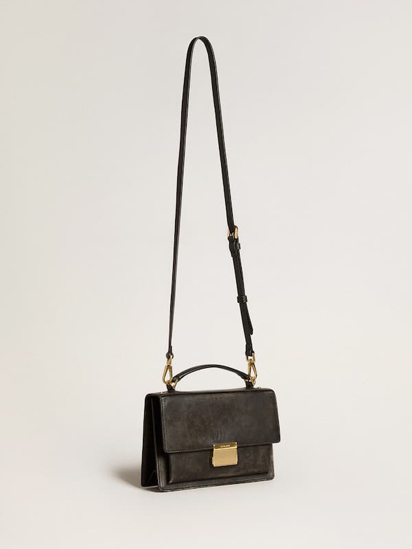 Golden Goose - Venezia Bag in black distressed leather with gold details in 