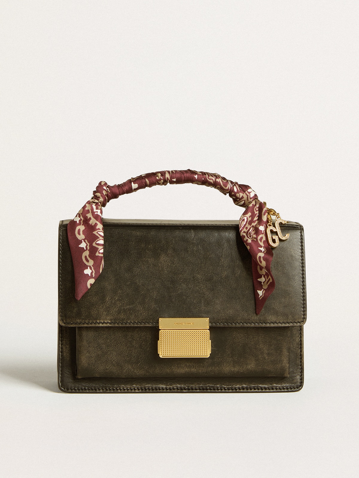 Golden Goose - Venezia Bag in black distressed leather with gold details in 