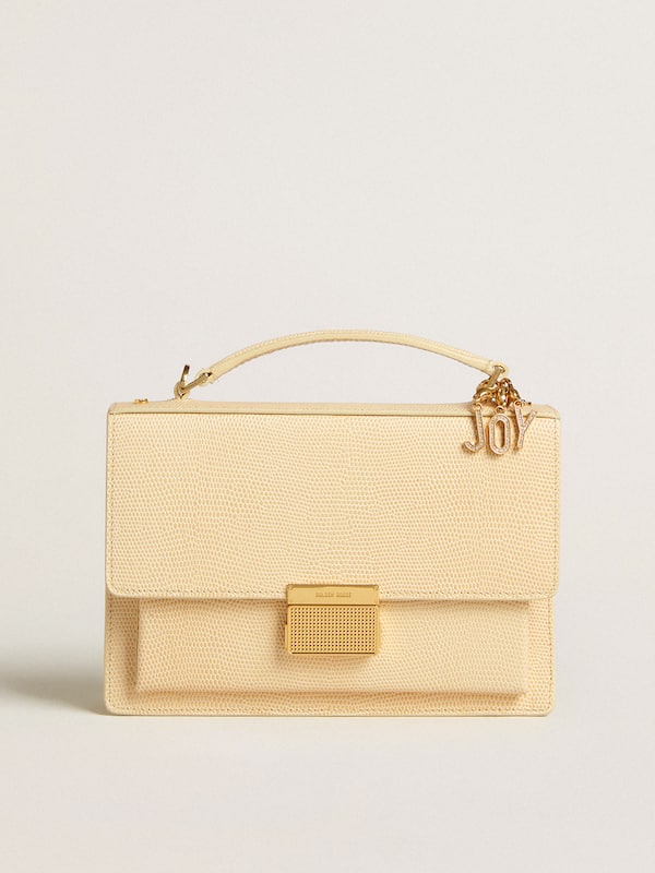 Golden Goose - Venezia Bag in beige python-print leather with gold details in 