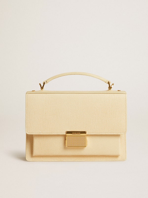 Golden Goose - Venezia Bag in beige python-print leather with gold details in 