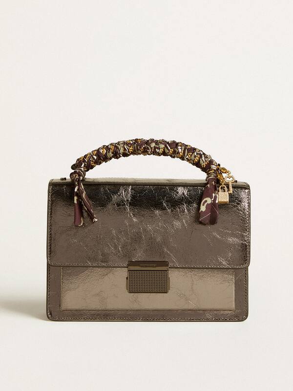 Golden Goose - Venezia Bag in anthracite-gray metallic leather with black details in 