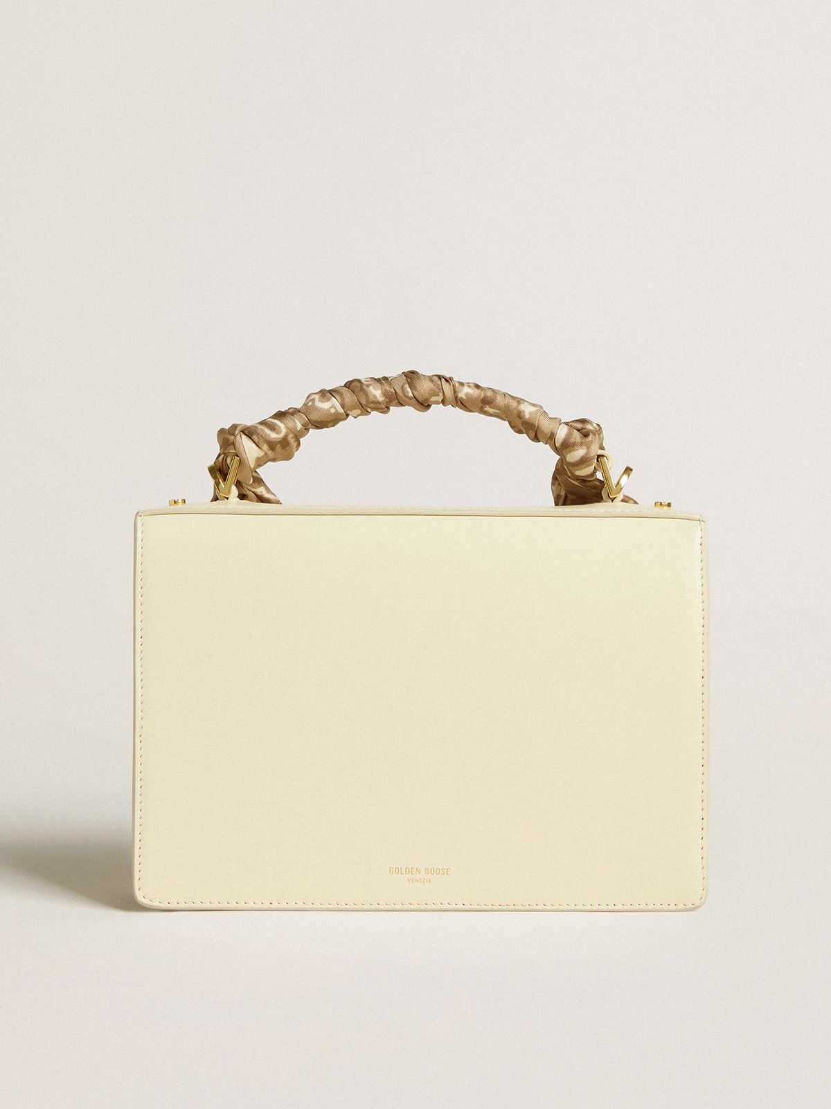 Golden Goose - Venezia Bag in butter-colored boarded leather with silk scarf  in 