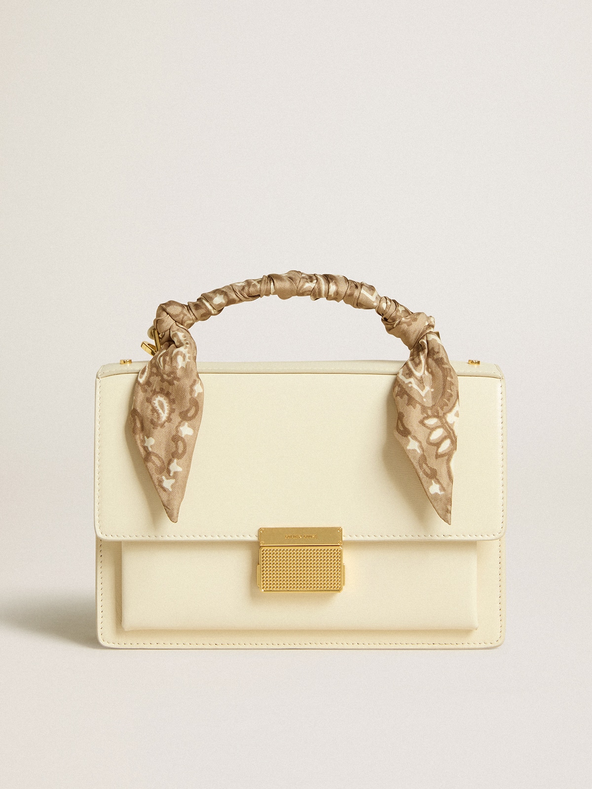 Golden Goose - Venezia Bag in butter-colored boarded leather with silk scarf  in 