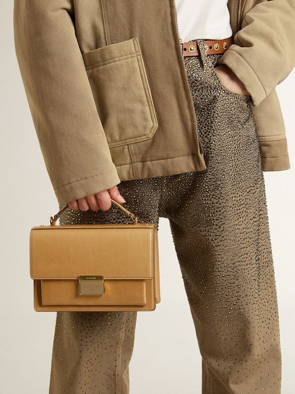 Golden Goose - Venezia Bag in ochre yellow embossed leather with gold details  in 