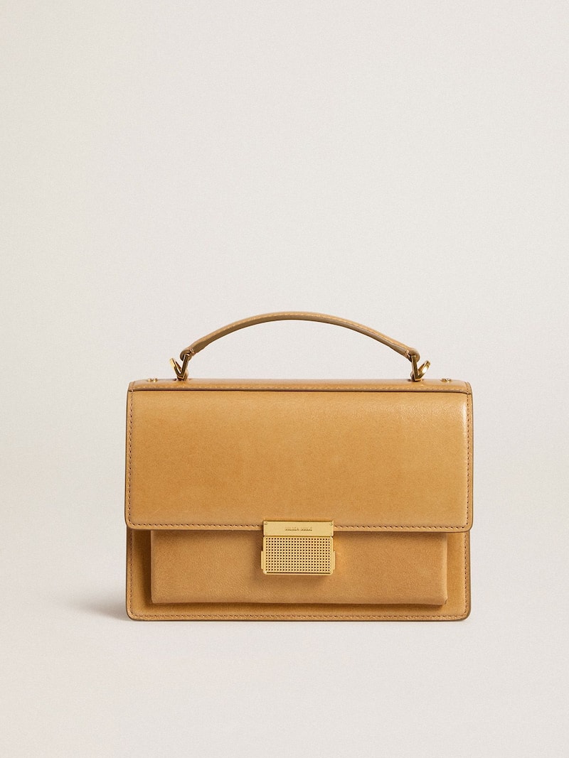 Venezia Bag en piel palmellato de color amarillo ocre con detalles dorados 